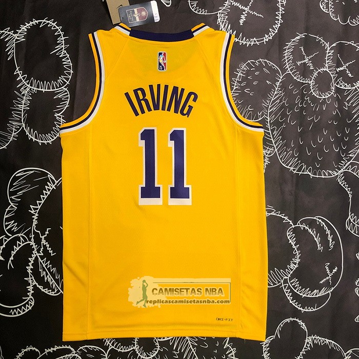 Camiseta Los Angeles Lakers Kyrie Irving NO 11 75th Anniversary 2021-22 Amarillo